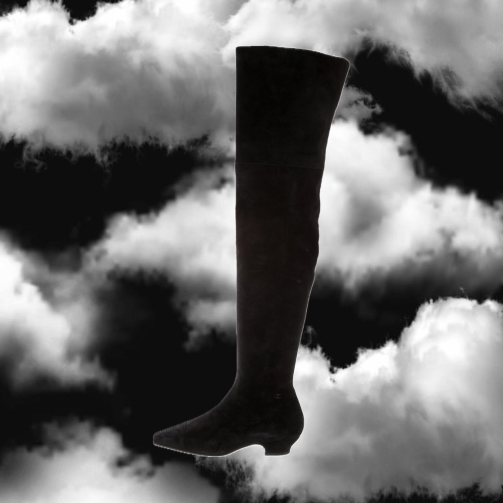 Chanel Over-The-Knee Black Boots